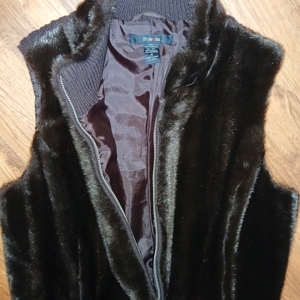 style & Company faux fur vest